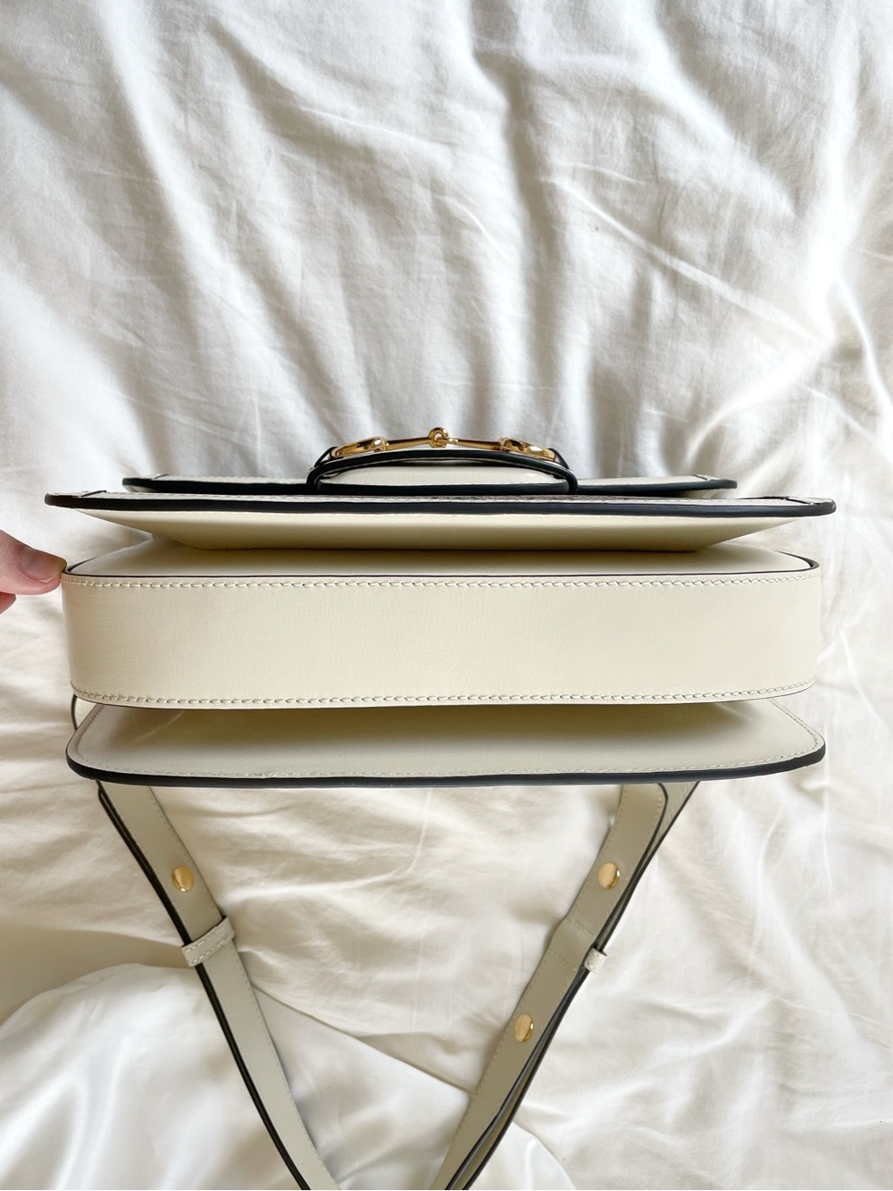 Gucci Supreme 1955 Horsebit Shoulder Bag with White Trim, Deadstock, Medium - Picture 5 of 10
